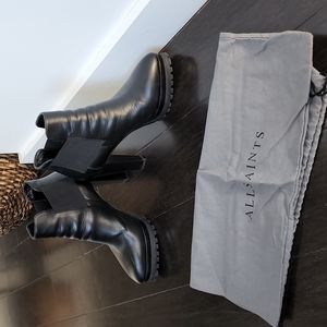 AllSaints Lugg sole heeled boots genuine leather size 38 7.5/8